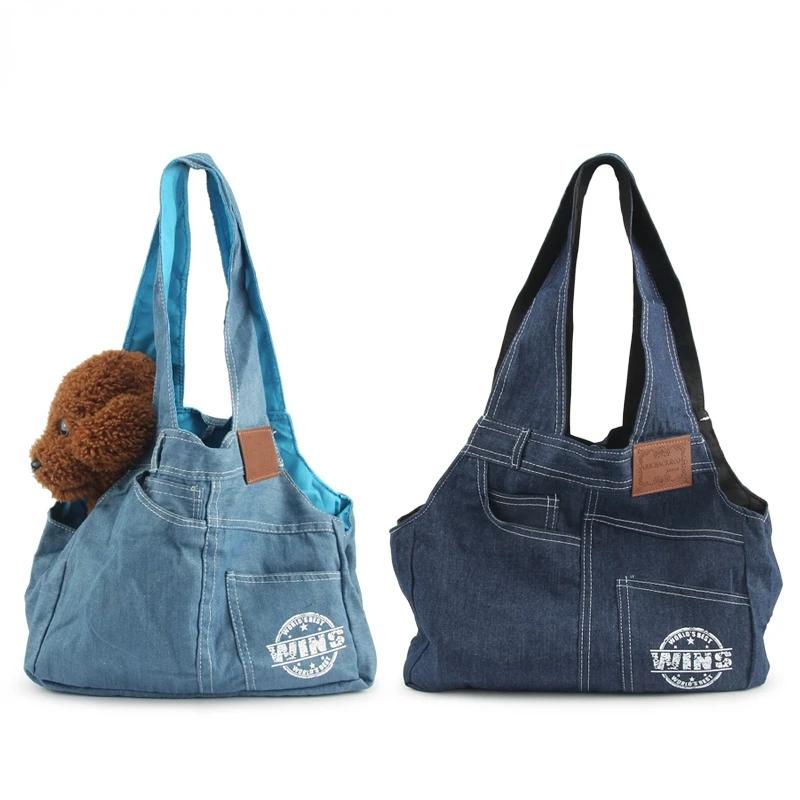 Mini Dog Carrying Bags Denim Travel Shoulder Bag For Puppy Cat Pet Carriers Dogs Bag